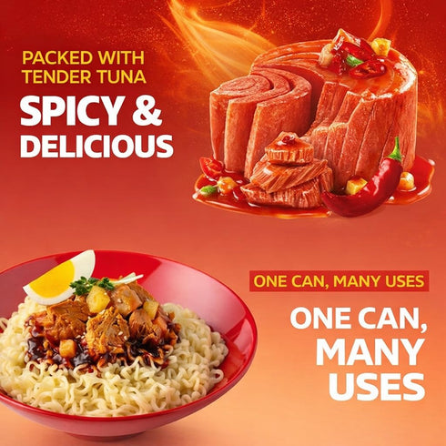 4.76 oz (135g) 4 Pack Double Hot Pepper Tuna, Korean Spicy Canned Tuna with Chili Pepper Sauce, High Protein Seafood