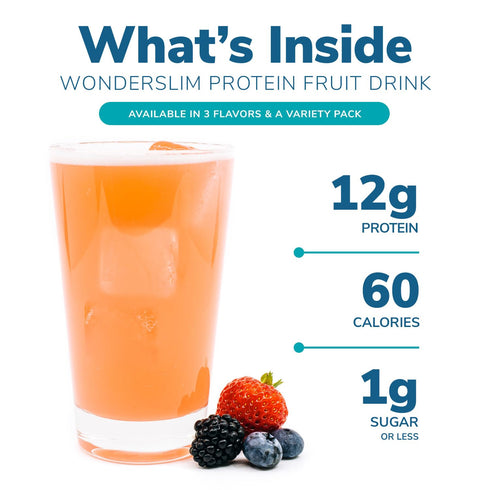 (7ct) WonderSlim Protein Fruit Drink, Berry Blend, No Fat, Gluten Free, Keto Friendly & Low Carb