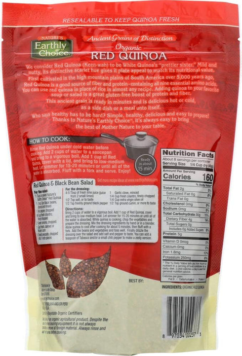 12 oz Nature's Earthly Choice Organic Red Quinoa Gluten Free