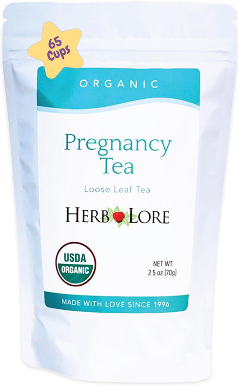 Herb Lore Organic Pregnancy Tea - 65 Servings Loose Leaf - Raspberry Leaf Tea