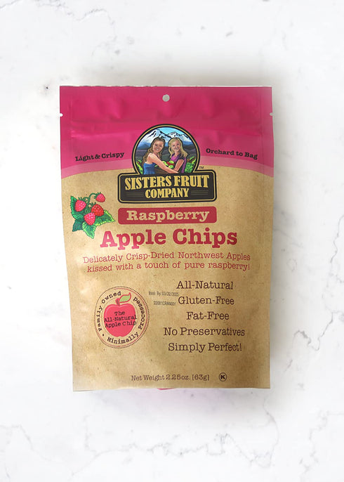 PACK, 2.25 OZ Sisters Fruit Company, VARIETY Apple & Pear Chips, All Natural, No Preservatives, Fat-Free (SIX BAGS)