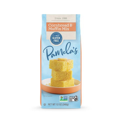 12 (Pack 6) Pamela's Gluten Free Cornbread & Muffin Mix, Organic Corn, Ounce Bag