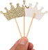 Crown Cupcake Toppers 48 Pcs, Light Gold Glittery Princess Cake Picks for Baby Shower and Birthday