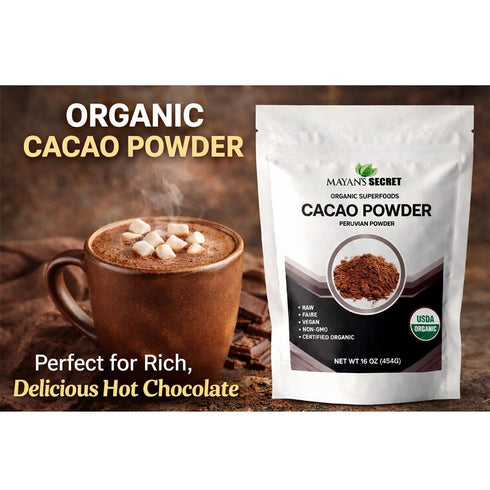 (1 (Pack 2)) Mayans Secret - Organic Cocoa Powder Unsweetened Raw Cacao Powder Organic for Smoothie, Coffee and Drink