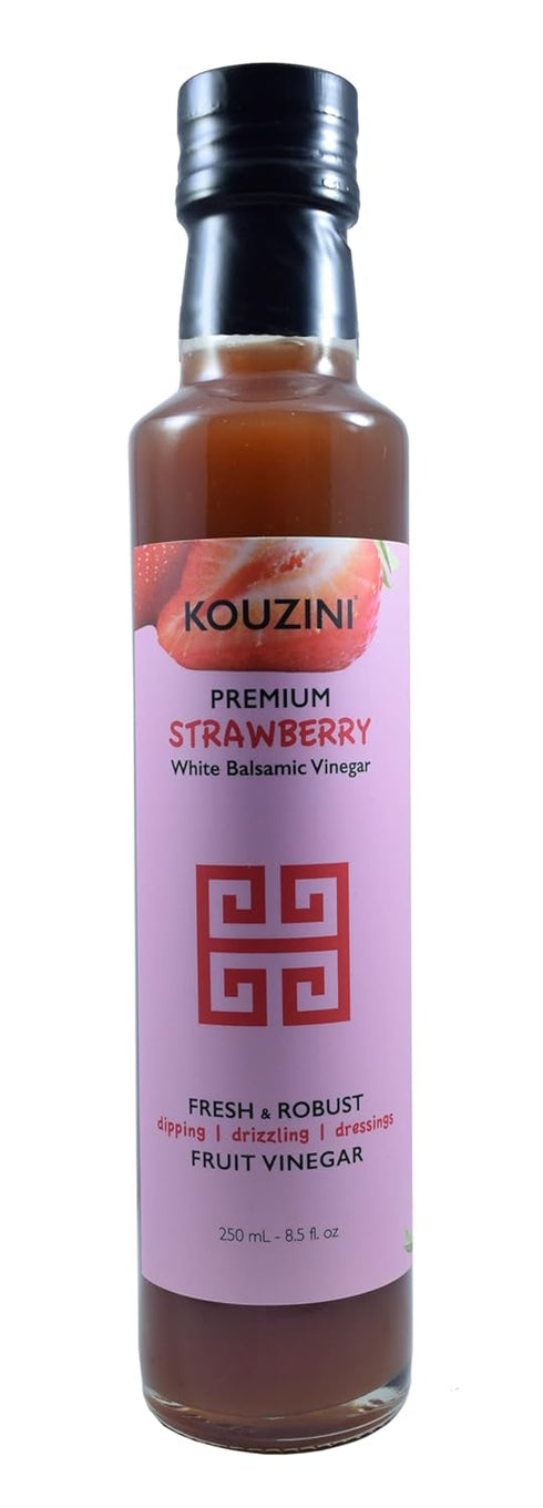 Kouzini Ultra Premium Strawberry Fruit White Balsamic Vinegar, Aged Balsamic Vinegars from