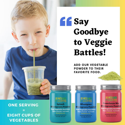 Revity 8 30 Farms Superfood Microgreens Powder - Organic Vegetable Concentrate - Cups Per Teaspoon, Servings