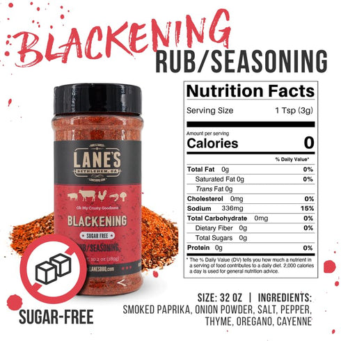2 Lbs Lane's Blackened Seasoning Spice, All-Natural Blackened Fish Seasoning for Pork, Beef & Seafood, Cajun Blackening