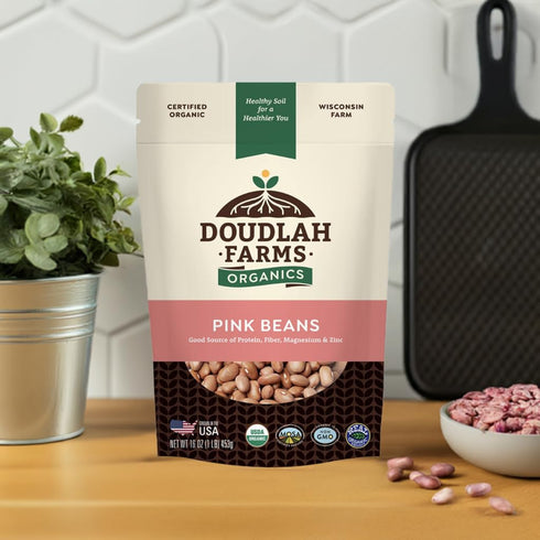 1 lb Organic Pink Beans - Non-GMO, USDA Organic, Tested Clean Certified, Vegan - Rich in Fiber & Protein for Soups