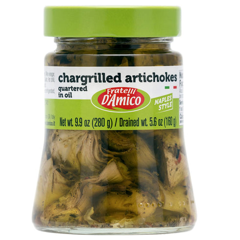 FRATELLI D'AMICO - Chargrilled Artichokes, Quartered in Oil, Grilled, Naples Style, 9.9oz