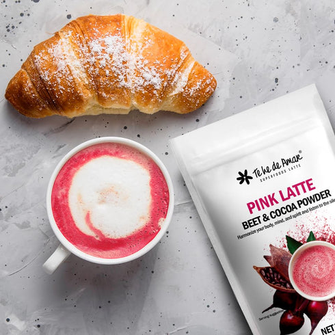 TE HE DE AMAR 5.3 oz (150g) 38 PINK LATTE | BEETROOT & COCOA | Powder mix to prepare tea lattes DELICIOUS, INDULGENT