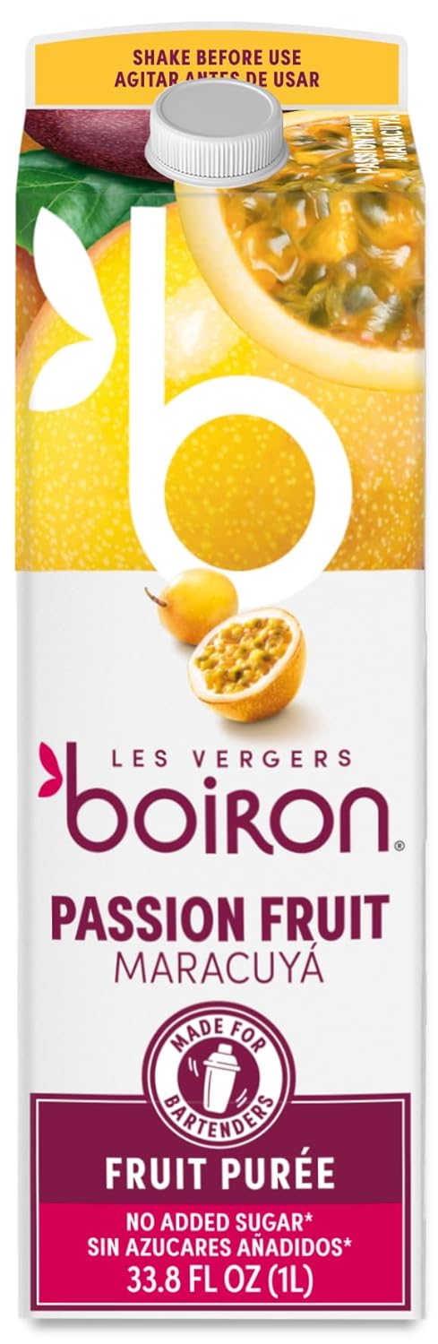 Les Vergers Boiron Passion Fruit Puree Drink Mix, All Natural, No Added Sugar, Non-GMO, No