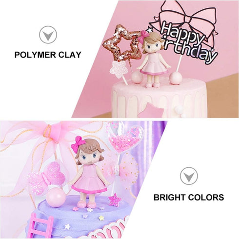 Toyvian Home Decor Figures - Cute Mini Doll Girl Toys, Cupcake Topper, DIY Cake Decoration, Christmas Decor