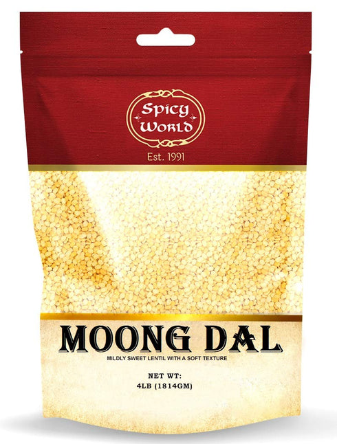 Spicy World Indian Moong Dal - 4 lbs | Premium Split Dry Beans |