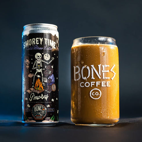 12 Pack 11 Oz Bones Coffee Company S'mores Iced Coffee Latte - S'mores Flavored Canned Coffee Drink - Cans - Each