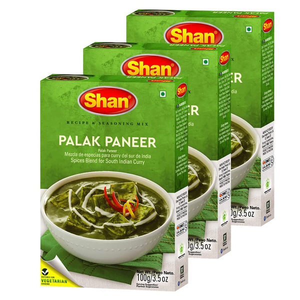 Shan Palak Paneer Recipe & Seasoning Mix 100g (3.52oz) Pack of 3