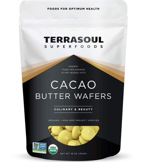 Terrasoul Superfoods Organic Cacao Butter Wafers, 1 Lb - Raw | Keto