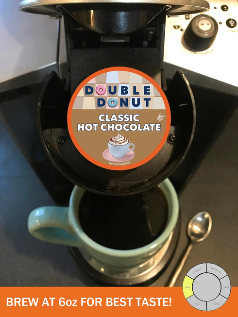 24 Count Double Donut Hot Chocolate Pods for Keurig K Cups Brewers, Single Serve Classic Hot Cocoa Pods