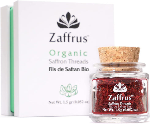 Zaffrus Certified Organic Super-Premium All Red Saffron Threads, 1.5 gram, .052 oz