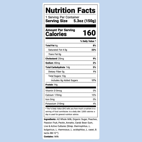 Nounos Creamery 5.3 OZ Peach Passion Fruit Greek Yogurt