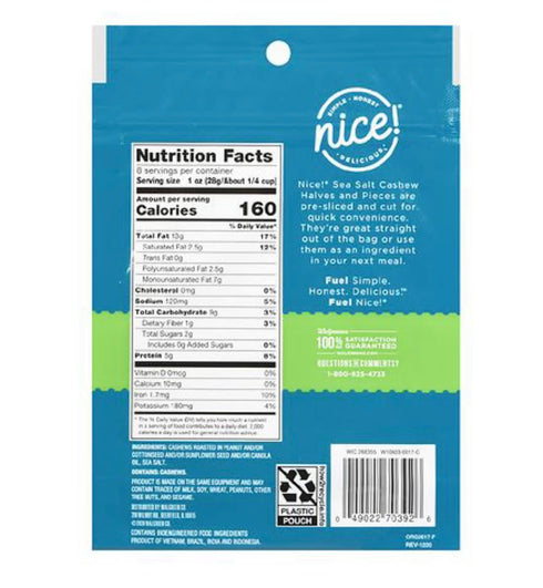 Walgreens Nice 8oz (pack 2) Nice Roasted Cashew Halves & Pieces Sea Salt