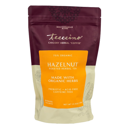3x 50 Teeccino Hazelnut Roasted Herbal Tea - Caffeine Free, Prebiotic, More Herbs - Tagless Eco-Friendly Tea Bags