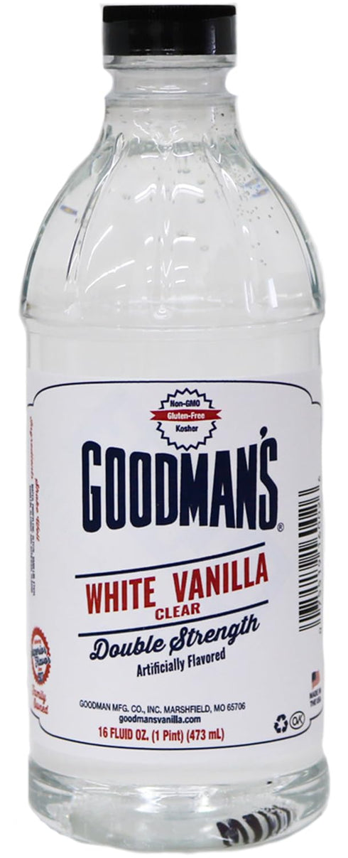 Goodman's White Vanilla Clear Double Strength Artificial Flavor, Gluten-Free, Non-GMO, Ideal for Baking and Cooking