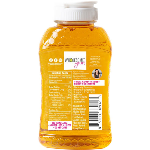 (11 oz) Wholesome Yum Zero Sugar Honey Substitute (Keto) - Natural Sugar Free Honey Alternative With Monk Fruit