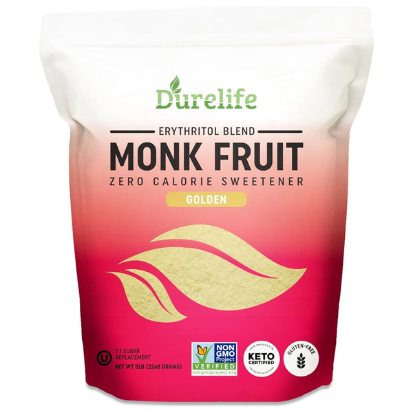 Durelife Golden Monk Fruit Sweetener, 1:1 Sugar Replacement, Keto Diet Friendly, Zero