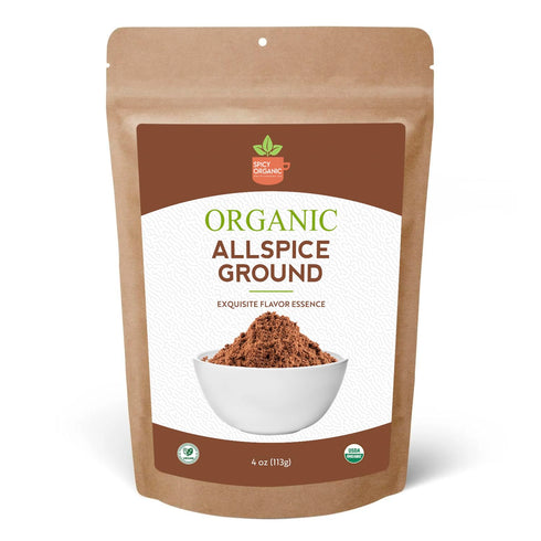 SPICY ORGANIC Pure Organic Allspice Ground 4 oz., Certified USDA Organic Seasoning for Baking, Marinades, and Sauces