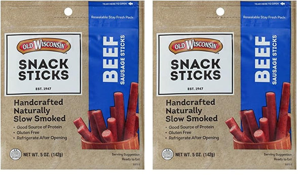 Old Wisconsin Beef Sausage Snack Sticks, Naturally Smoked, Ready to Eat, High