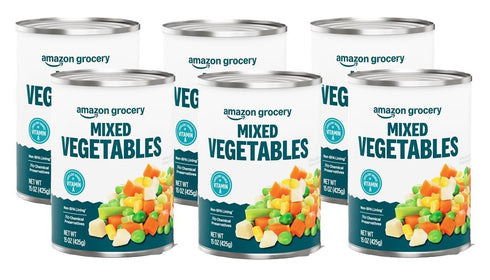 Amazon Grocery, Canned Mixed Vegetables, 15 Oz (Pack of 6)