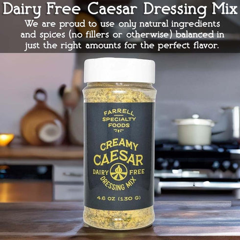 Dairy Free Creamy Caesar Dressing Mix by Farrell Specialty Foods – Vegan, 4.6 oz jar (130 g)