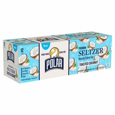 POLAR 12 oz 12 pack Seltzer Water, Toasted Coconut, fl cans