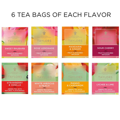 Pack 48 Count (Pack 1), 48 Taylors of Harrogate Assorted Green & Herbal Teas Sampler, Variety Gift Box, Individually
