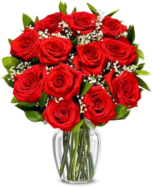 From You Flowers - One Dozen Long Stemmed Red Roses with Glass