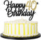 PALASASA Black Gold Glitter Happy Birthday Cake Topper, 40th Anniversary/Birthday Party Decoration