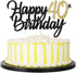 PALASASA Black Gold Glitter Happy Birthday Cake Topper, 40th Anniversary/Birthday Party Decoration