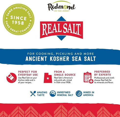 16 (3 Pack) Redmond Real Kosher Salt, Ounce Pouch