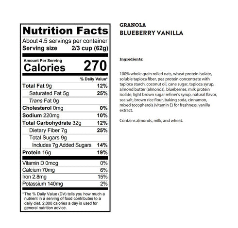 100% (Pack 5 Kodiak Cakes Granola, Blueberry Vanilla, High Protein, Whole Grains of pouches)