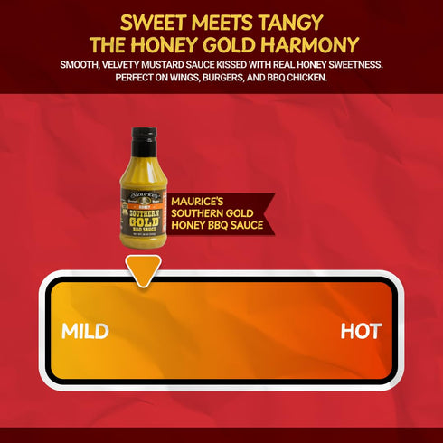 18oz Maurices Southern Gold BBQ Sauce, Honey Flavor Carolina Gold Barbecue Sauce with Sweet Flavor Authentic Carolina