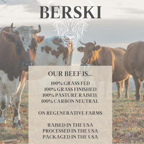 100% 8 Pack (1.9 oz BERSKI Salted Beef Sticks Grass-Fed, Grass-Finished Ancestral Blend with Liver & Heart Keto, Paleo