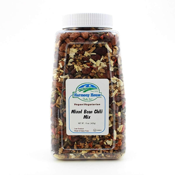 Harmony House Foods Mixed Bean Chili Soup Mix, 15 Ounce Quart Size Jar