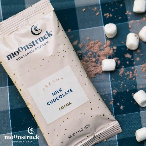 Packets, 8 Count (Pack 1) Moonstruck Chocolate Single Serve Creamy Milk Chocolate Hot Chocolate