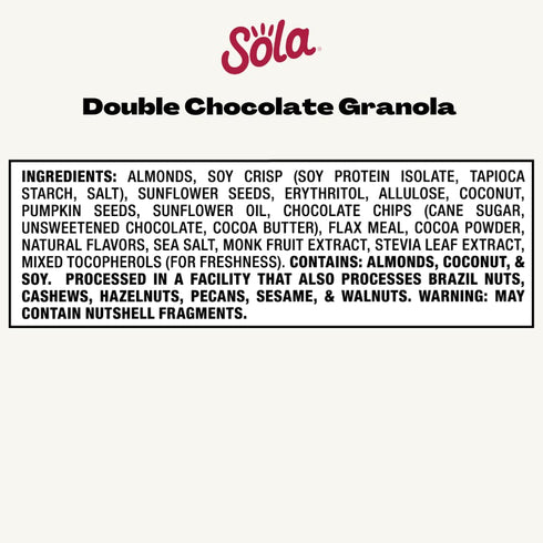 11 SOLA Double Chocolate Granola, Ounce