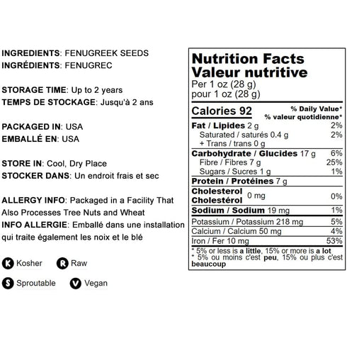 10 Fenugreek Seeds, pounds Non-GMO Verified, Whole, Raw, Sproutable, Vegan, Kosher, Bulk Methi, Good Source of Dietary