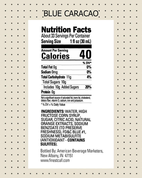1 (33.8 Oz), Pack 3 Finest Call Premium Blue Curacao Drink Mix, Liter Bottle Fl