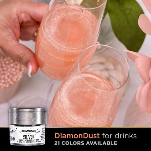 White Diamond Edible Glitter for Drinks, Cocktails, Cake Decorating, 4g, 100% Food-Safe, Kosher, Vegan