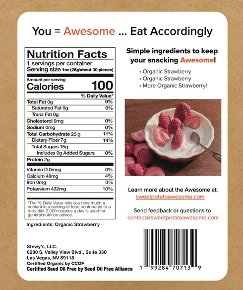 Sweetpotato Awesome 1oz (3 Pack) Freeze Dried Strawberry Slices - Plain