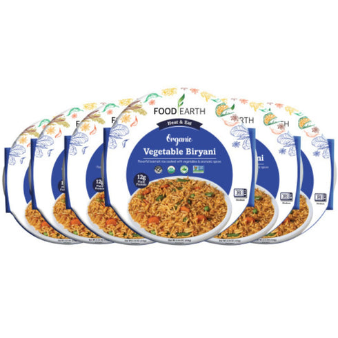 Food Earth Ready to Eat Vegetable Biryani Organic, Vegan, Gluten-Free Indian Meal
