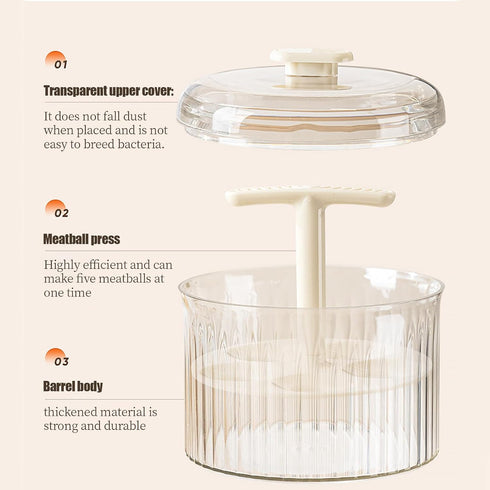 Generic 12.5x11cm Meatball Machine PET PP | Manual Translucent Meatball Maker | Hand-operated Meatbaell Shaper | Easy